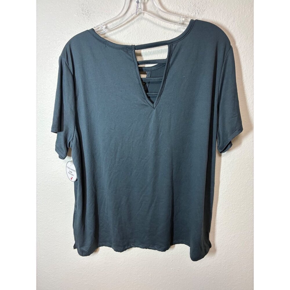 NWT Moral Society Blouse T-Shirt Business Casual Gray Charcoal Size 3X